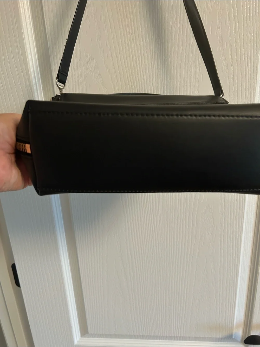 kate spade Black Leather Structured Satchel with Top Handle and Shoulder Strap